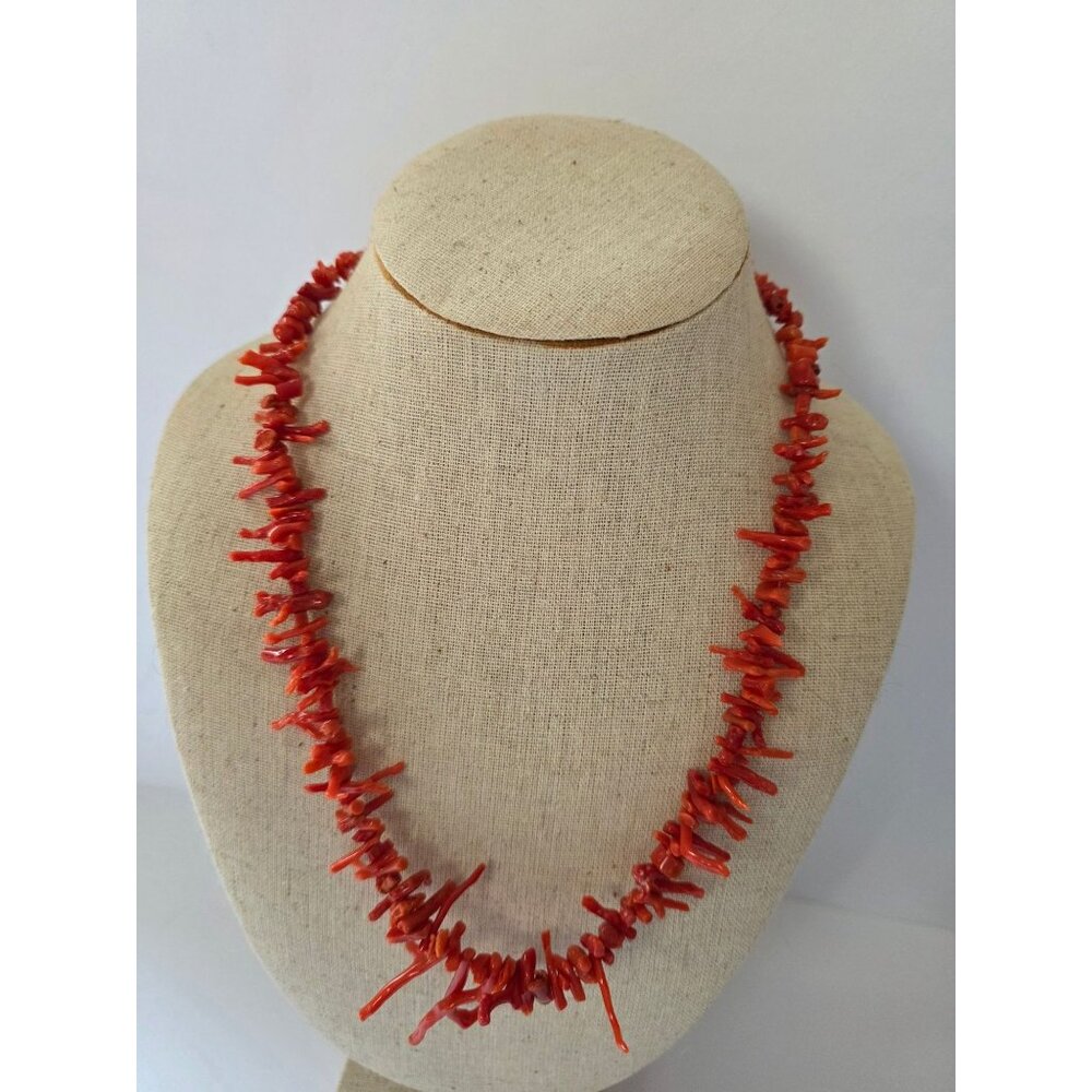 Vintage Red Coral Branch Necklace With Screw Clasp